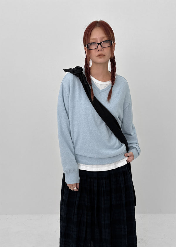 Enmic Banding Check Midi Skirt