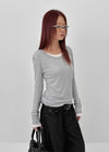 Suki Layered Tencel Long Sleeve T-shirt (30% Wool)