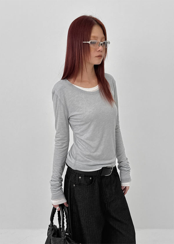 Suki Layered Tencel Long Sleeve T-shirt (30% Wool)