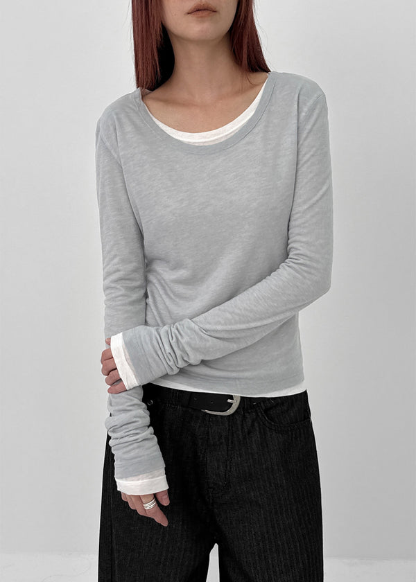 Suki Layered Tencel Long Sleeve T-shirt (30% Wool)