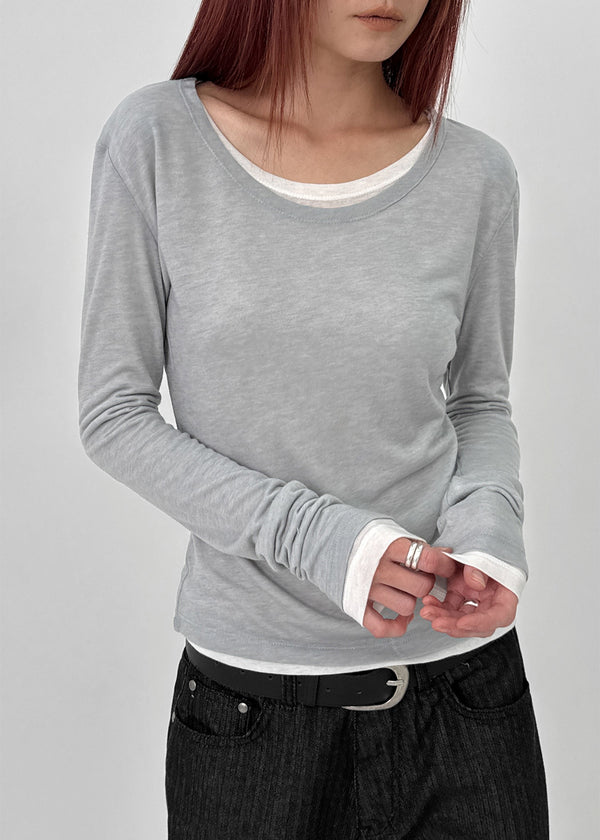 Suki Layered Tencel Long Sleeve T-shirt (30% Wool)