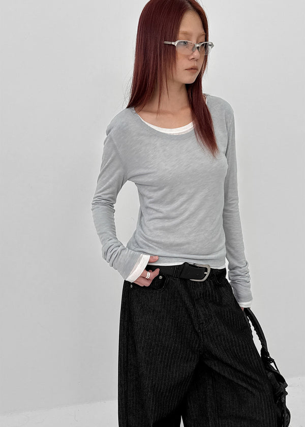 Suki Layered Tencel Long Sleeve T-shirt (30% Wool)