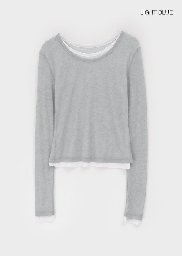 Suki Layered Tencel Long Sleeve T-shirt (30% Wool)