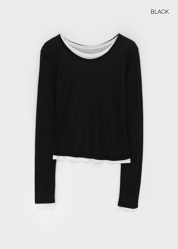 Suki Layered Tencel Long Sleeve T-shirt (30% Wool)