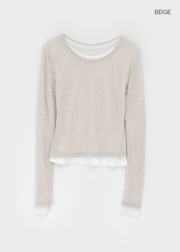 Suki Layered Tencel Long Sleeve T-shirt (30% Wool)
