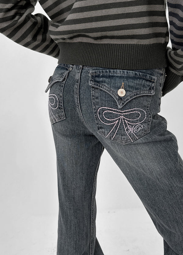 Tios Ribbon Bootcut Denim Pants
