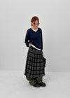 Enmic Banding Check Midi Skirt