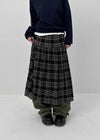 Enmic Banding Check Midi Skirt