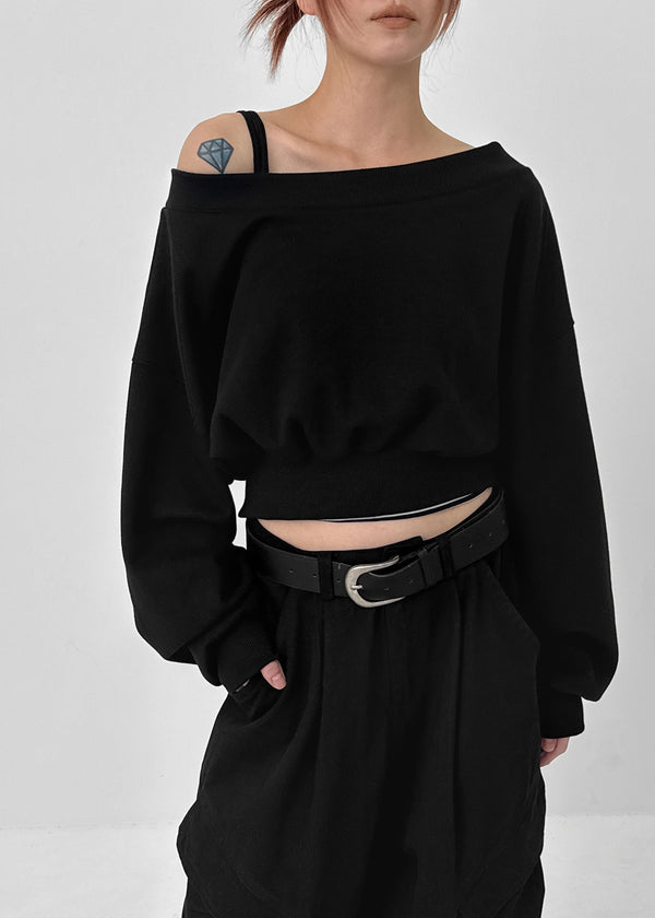 Eldito Off-shoulder Crop Man-to-man