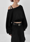 Eldito Off-shoulder Crop Man-to-man