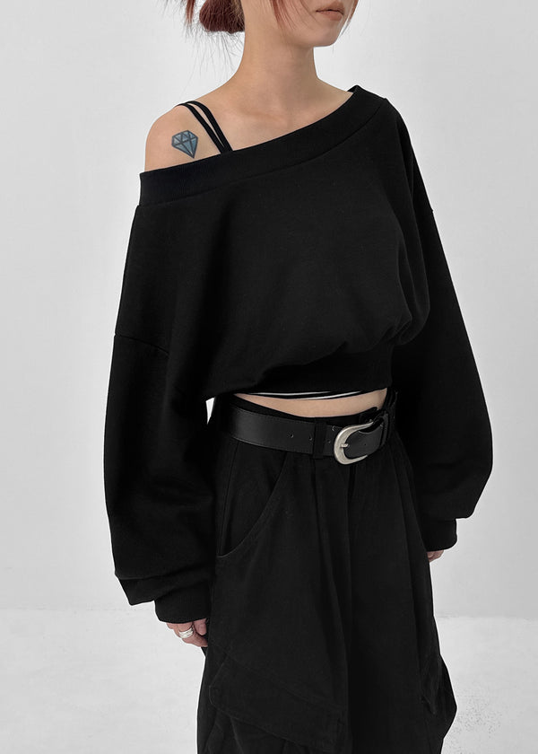 Eldito Off-shoulder Crop Man-to-man