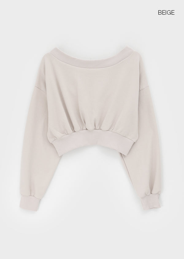 Eldito Off-shoulder Crop Man-to-man