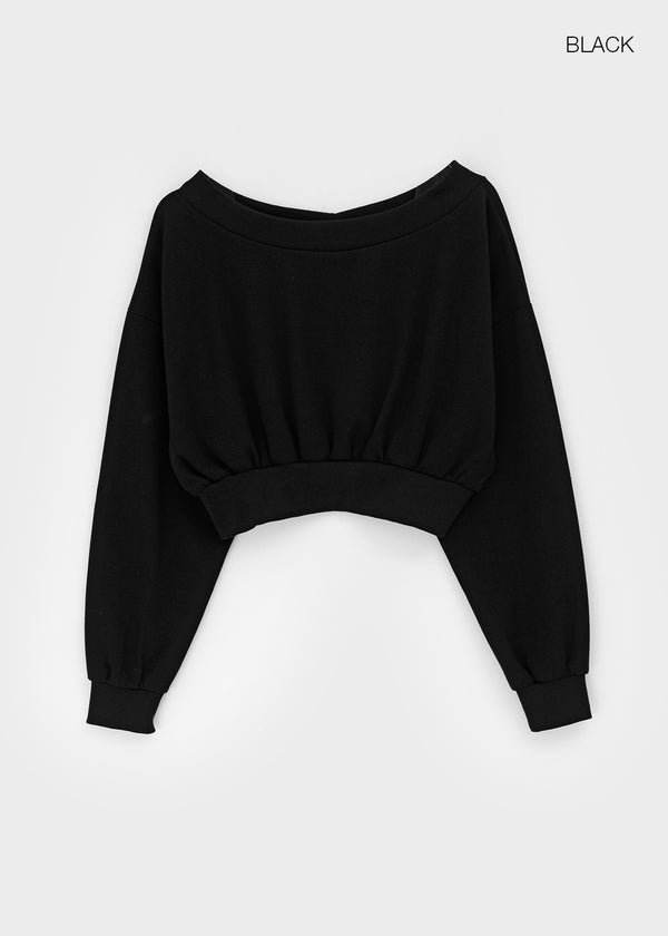 Eldito Off-shoulder Crop Man-to-man