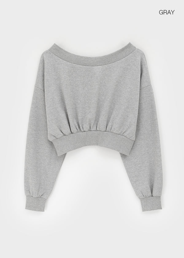 Eldito Off-shoulder Crop Man-to-man