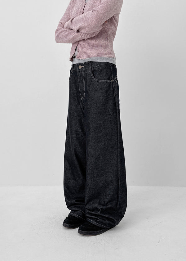 Deansi Non-fade Raw Balloon Denim Pants