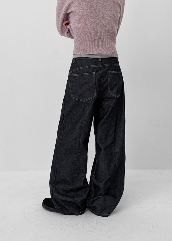 Deansi Non-fade Raw Balloon Denim Pants