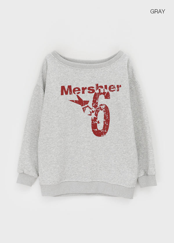 Kinya Printing Off-shoulder Man-to-man