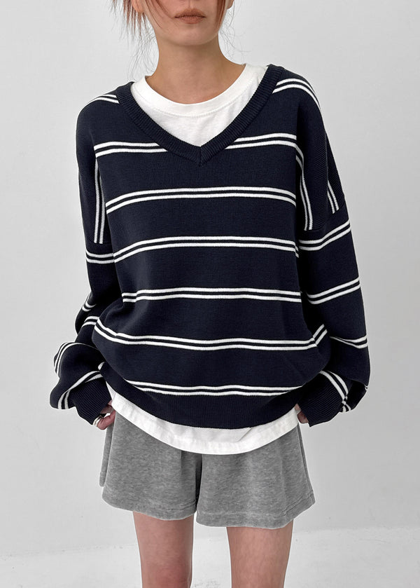 Tinda Stripe V-neck Knit
