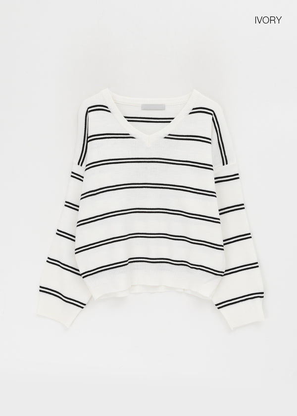 Tinda Stripe V-neck Knit