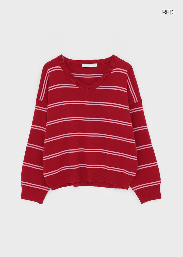 Tinda Stripe V-neck Knit