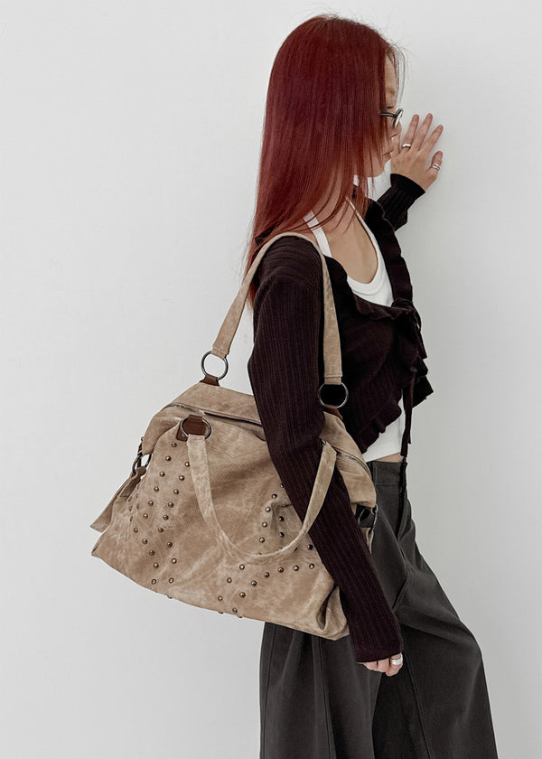 Beekman Studded Vintage Leather Shoulder Bag