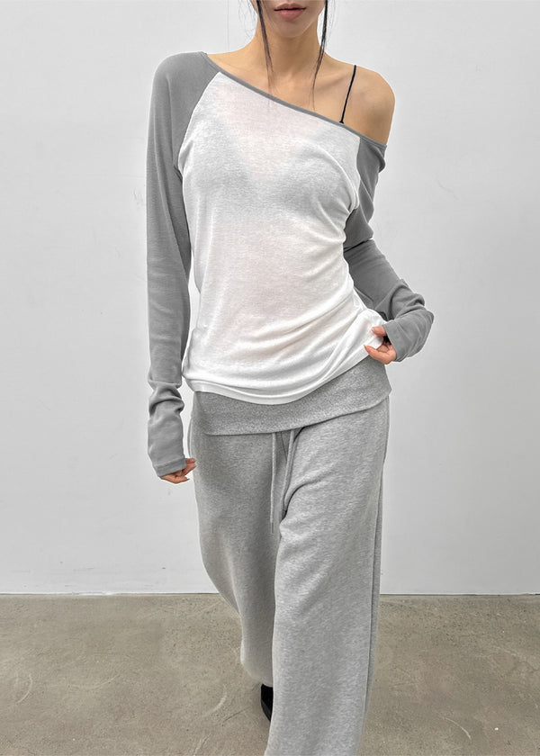 Tomerton Nagrang Off-Shoulder Long Sleeve T-Shirt