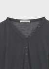 Kunbet Wool Button V-neck Long Sleeve T-shirt