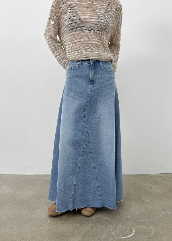 Toynem Washed Cutting Denim Long Skirt