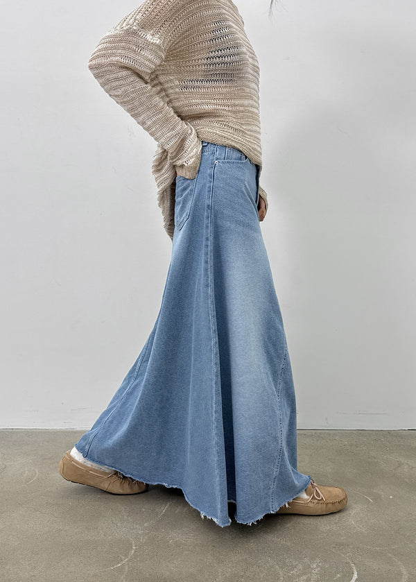 Toynem Washed Cutting Denim Long Skirt