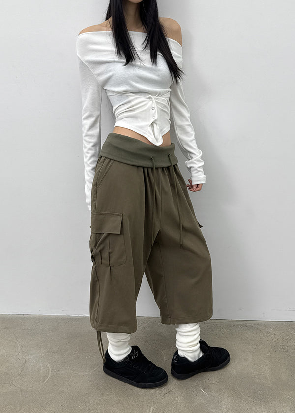 Krenit Folding Cargo Strap Bermuda Shorts