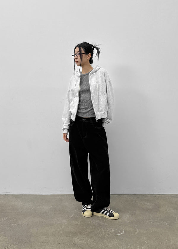 (UNISEX) Kelnom Stitch Wide Cotton Pants