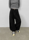 (UNISEX) Kelnom Stitch Wide Cotton Pants