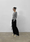 (UNISEX) Kelnom Stitch Wide Cotton Pants