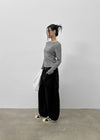 (UNISEX) Kelnom Stitch Wide Cotton Pants