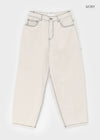(UNISEX) Kelnom Stitch Wide Cotton Pants