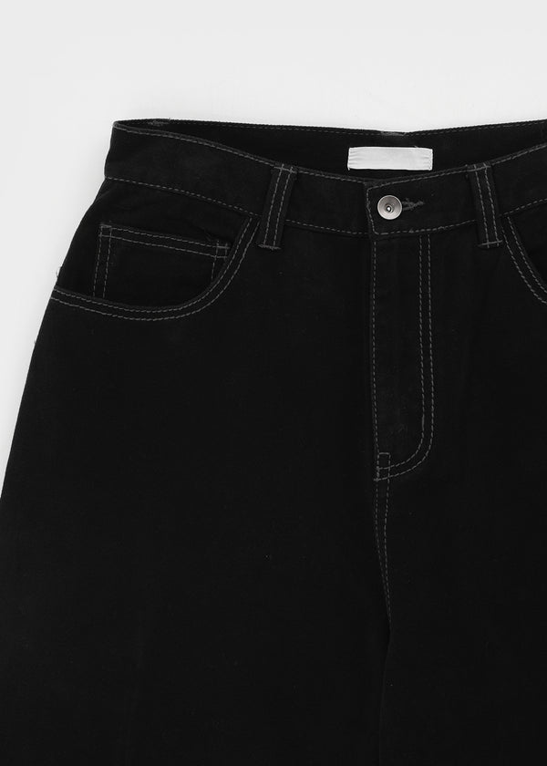 (UNISEX) Kelnom Stitch Wide Cotton Pants