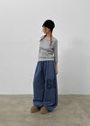 Poeli Number Wide Banding Pants