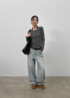 Oldera Washed Semi-wide Denim Pants