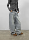 Oldera Washed Semi-wide Denim Pants
