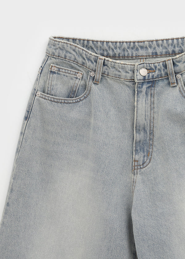Oldera Washed Semi-wide Denim Pants