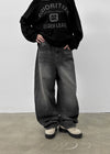 Decat Cut Balloon Wide Denim Pants