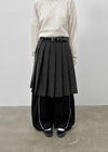 Karum Pleated Wool Midi Skirt (belt Set)