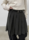 Karum Pleated Wool Midi Skirt (belt Set)