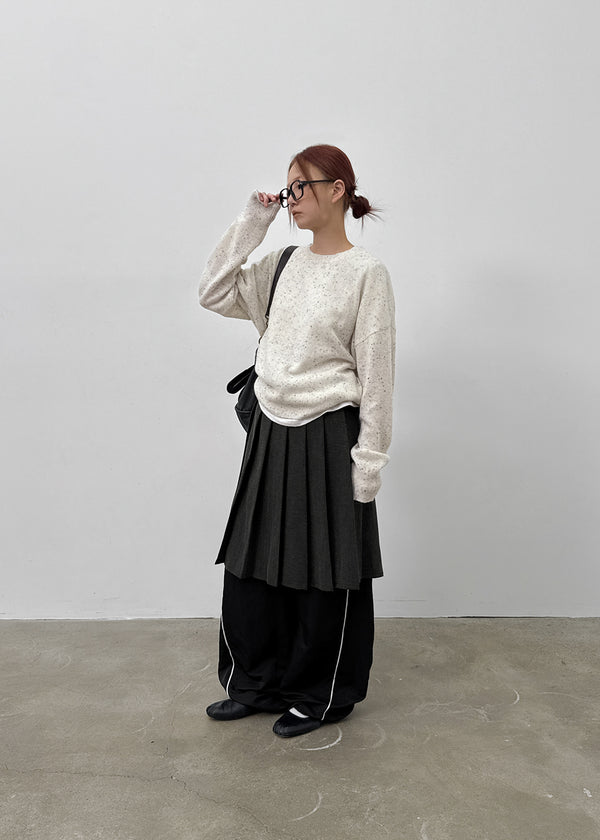 Karum Pleated Wool Midi Skirt (belt Set)