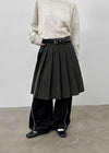 Karum Pleated Wool Midi Skirt (belt Set)