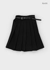 Karum Pleated Wool Midi Skirt (belt Set)