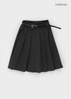 Karum Pleated Wool Midi Skirt (belt Set)