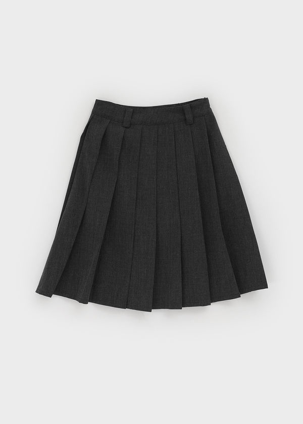Karum Pleated Wool Midi Skirt (belt Set)