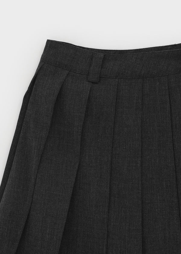 Karum Pleated Wool Midi Skirt (belt Set)