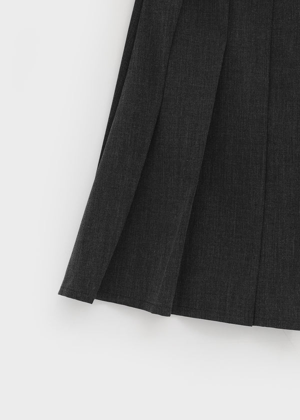 Karum Pleated Wool Midi Skirt (belt Set)